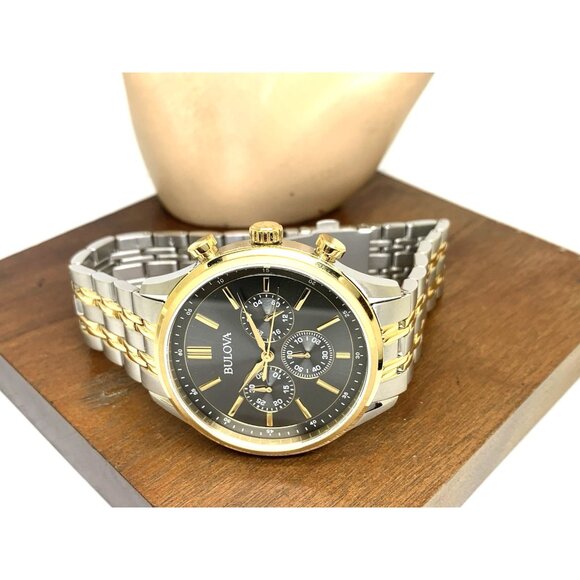 Bulova Men's Watch 98A215 Quartz Chronograph Gray Dial Two Tone Stainless Steel - Picture 8 of 14